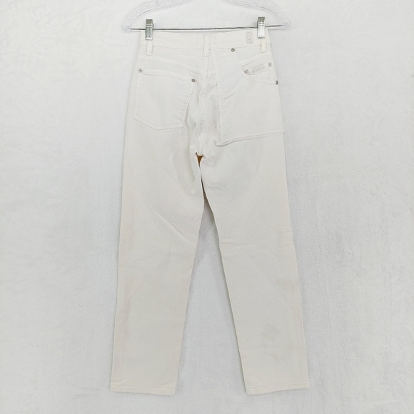 7 for All Mankind Asymetric Straight Leg White Mid Waist Jeans P4959 - Picture 5 of 14